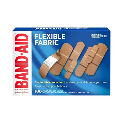 Band-Aid, Flexible Fabric Adhesive Bandages Assorted Sizes, 100 Count Band-Aid