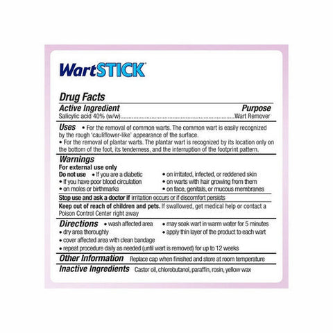 Wart Stick, Maximum Strength 40% Salicylic Acid Solid-Stick Wart Remover, 0.2 Oz Wart Stick