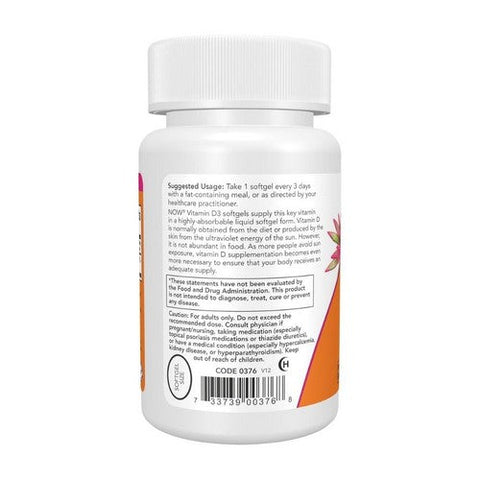 Now Foods, Vitamin D-3 High Potency, 10,000 IU, 120 Softgels Now Foods