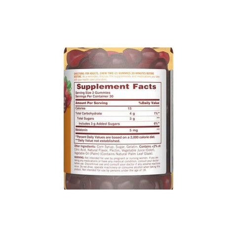 Sundown Naturals, Sundown Naturals Melatonin Gummies, 5 mg, Strawberry Flavor 60 Each Sundown Naturals