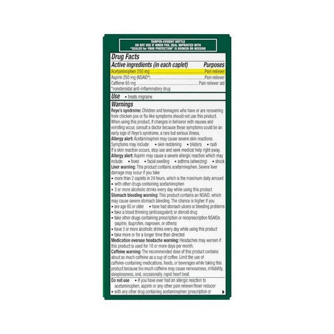 Excedrin, Excedrin Migraine Caplets, 100 Caps Excedrin