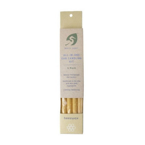 White Egret, Therapeutic All In One Ear Candling Kit Beeswax, 4 Count White Egret