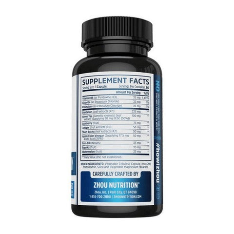 Zhou Nutrition, Water Away With Dandelion And Potassium, 60 Veg Caps Zhou Nutrition