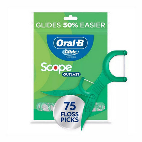 Oral-B, Glide with Scope Outlast Dental Floss Picks Mint, 75 Each