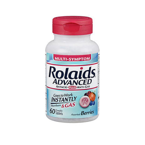 Rolaids, Advanced Antacid Plus Anti-Gas Chewable Tablets Assorted Berries, 60 Count Rolaids