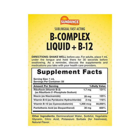 Sundance, B-Complex Plus B-12 Liquid Natural Berry, 1200 mcg, 2 Oz Sundance