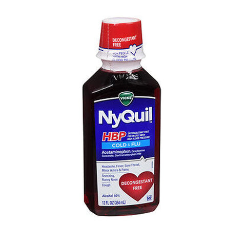 Vicks, Nyquil Hbp Cold And Flu Liquid Cherry Flavor, 12 Oz Vicks