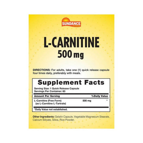 Sundance, L-Carnitine Supplement, 500 Mg, 60 Caps Sundance