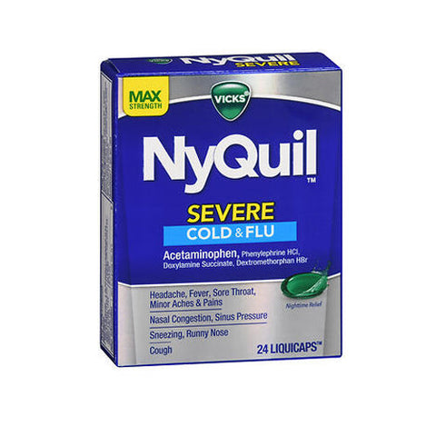 Vicks, Nyquil Severe Cold And Flu Liquicaps, 24 Count Vicks