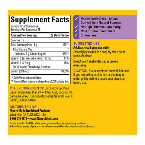 Nature Made, Adult Gummies Hair, Skin & Nails, 90 Gummies Nature Made