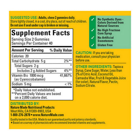 Nature Made, Energy Vitamin B12 Gummies Cherry And Mixed Berry, 80 Tabs Nature Made