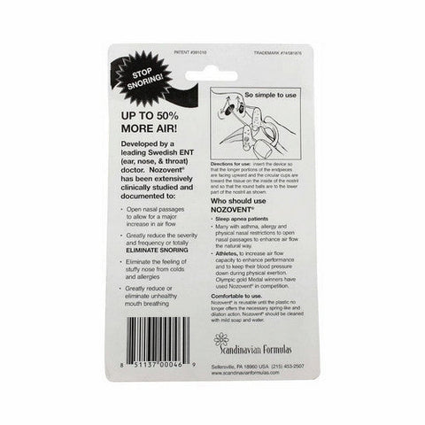 Scandinavian Formulas, Nozovent Anti-Snoring Device, 2 ct Scandinavian Formulas