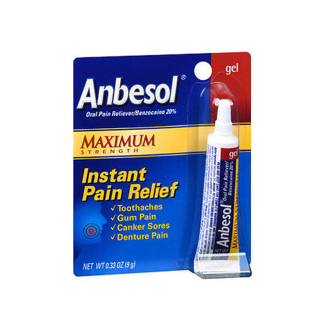 Anbesol, 20% Instant Oral Pain Reliever Gel, 0.33 Oz Anbesol