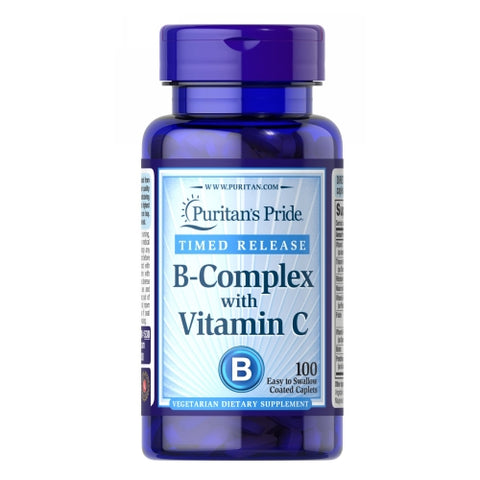 Puritan's Pride, Vitamin B-Complex + Vitamin C Time Release, 100 Caplets Puritan's Pride