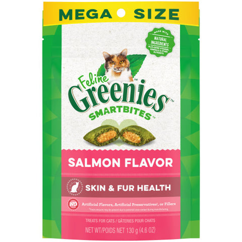 Greenies, Greenies Feline SmartBites Skin & Fur Crunchy & Soft Adult Cat Treats, Salmon, 1 Each/4.6 Oz Greenies