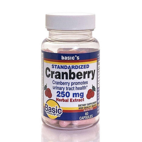 Basic Vitamins, Cranberry Herbal Extract, 250 Mg, 60 Caps Basic Vitamins