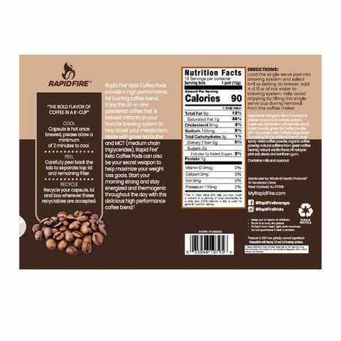 Rapid Fire, Keto Coffee French Vanilla Pods, 8.46 Oz Rapid Fire