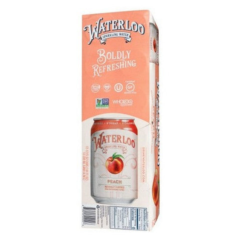 Waterloo Sparkling Water, Sparkling Water Peach, 144 Oz (Case Of 2) Waterloo Sparkling Water