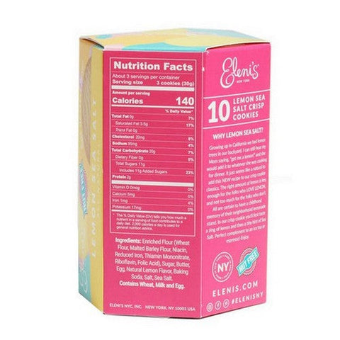Elenis Cookies, Sea Salt Lemon Cookie Box, 3.5 Oz(Case Of 6) Elenis Cookies