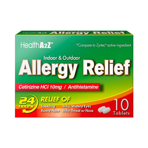 Health A2Z, Indoor Outdoor Allergy Relief, 10 Mg, 10 Tablets Health A2Z