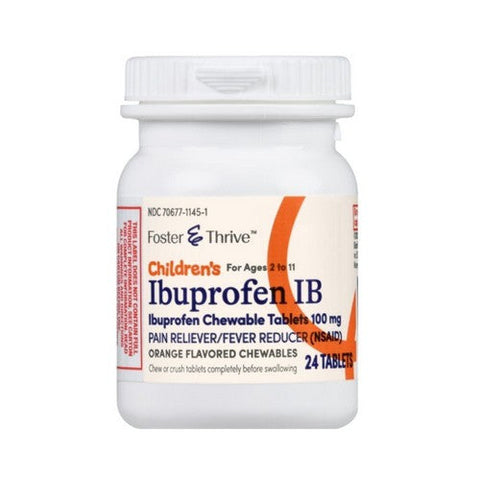 Foster And Thrive, Children'S Ibuprofen Ib Chewable Tablets, 100 Mg, 24 Tabs Foster And Thrive