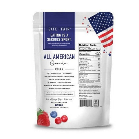 Safe Plus Fair Food Company, All American Granola, 12 Oz (Case Of 6) Safe Plus Fair Food Company