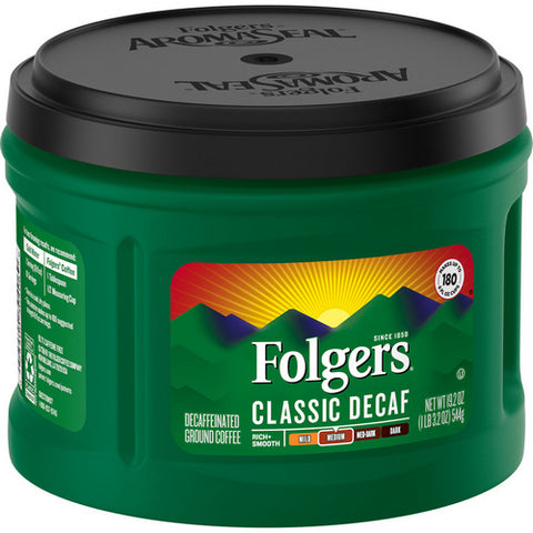 Classic Roast Decaffeinated Ground Coffee 19.2 Oz (Case Of 6) by Folgers