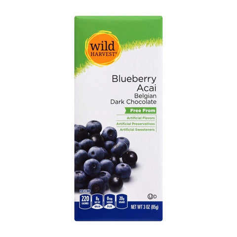 Blueberry Acai Belgian Dark Chocolate 3 Oz (Case Of 12) by Wild Harvest