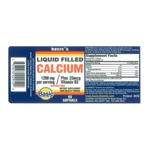 Basic, Liquid Filled Calcium, 60 Softgesl Basic