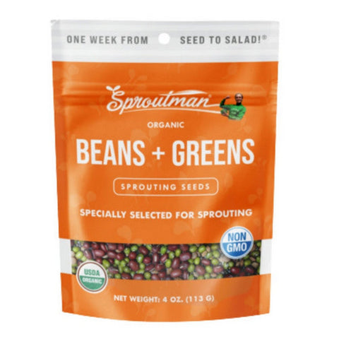 Sproutman, Organic Beans Plus Greens Sprouting Seed, 4 Oz Sproutman
