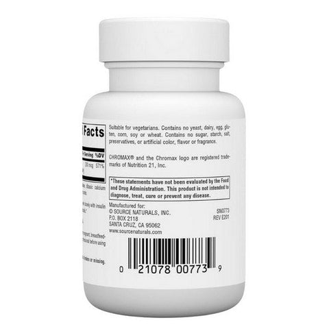 Source Naturals, Chromium Picolinate Yeast Free, 200 Mcg, 60 Tabs Source Naturals