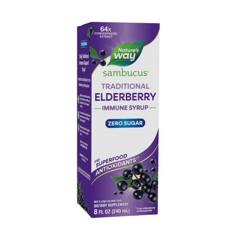 Sambucus Zero Sugar Traditional Elderberry Immune Syrup 8 Oz by Nature's Way
