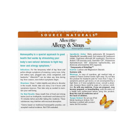 Source Naturals, Allercetin Allergy And Sinus, 48 Tabs Source Naturals