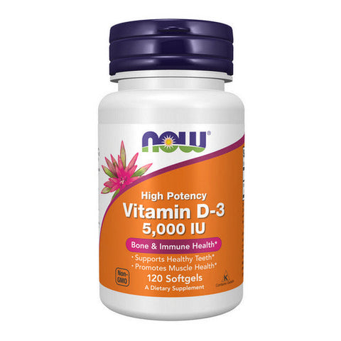 Now Foods, Vitamin D-3 High Potency, 125 Mcg, 120 Softgels Now Foods