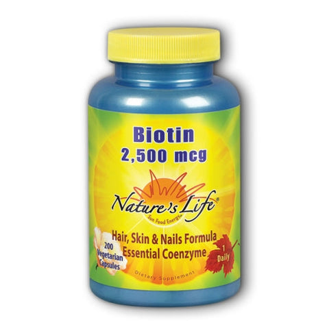 Nature's Life, Energising Biotin, 2500 Mcg, 200 caps Nature's Life